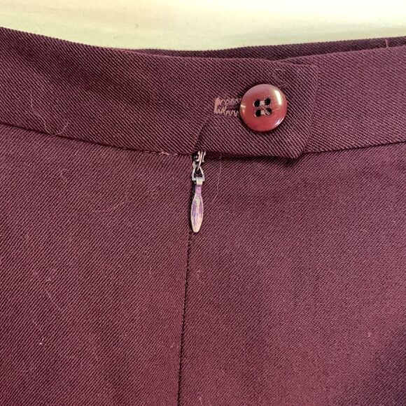 Plum Burgundy Wool Gabardine Lined Pencil Skirt Size 10P - Picture 6 of 14